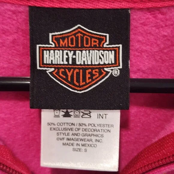 Ladies Harley Davidson Dark Pink Hoodie, Size S - Picture 3 of 8